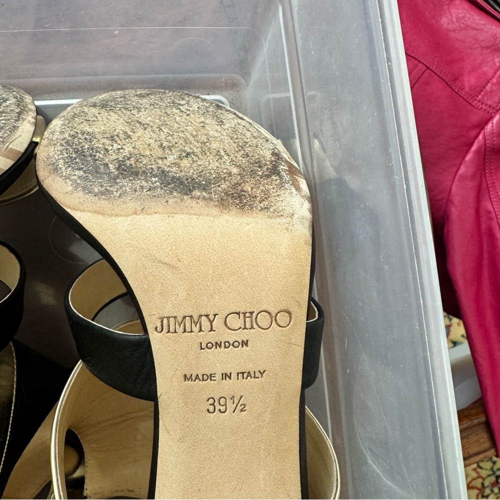 Jimmy Choo Black and Gold Heels - Picture 6 of 9